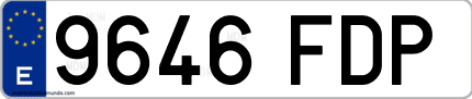 Ejemplo de matrícula de coche ordinaria 9646 FDP