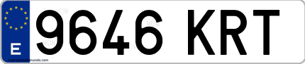 Ejemplo de matrícula de coche ordinaria 9646 KRT