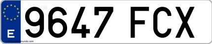 Ejemplo de matrícula española 9647 FCX