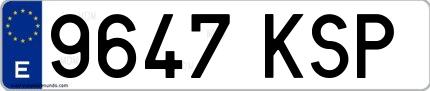Ejemplo de matrícula española 9647 KSP