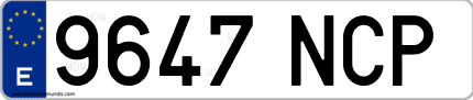 Ejemplo de matrícula de coche ordinaria 9647 NCP