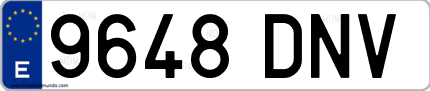 Ejemplo de matrícula de coche ordinaria 9648 DNV