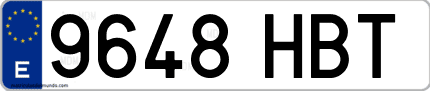 Ejemplo de matrícula de coche ordinaria 9648 HBT