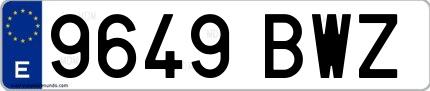 Ejemplo de matrícula española 9649 BWZ