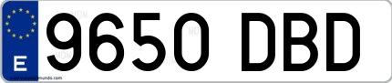 Ejemplo de matrícula española 9650 DBD