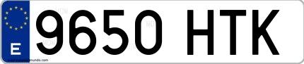 Ejemplo de matrícula española 9650 HTK
