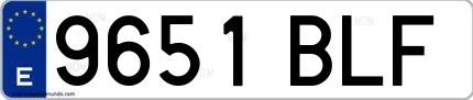 Ejemplo de matrícula española 9651 BLF