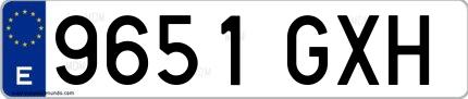 Ejemplo de matrícula española 9651 GXH