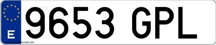 Ejemplo de matrícula española 9653 GPL