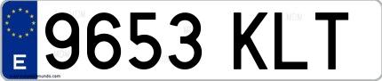 Ejemplo de matrícula española 9653 KLT