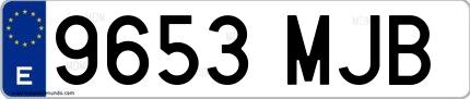 Ejemplo de matrícula española 9653 MJB