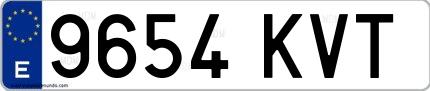 Ejemplo de matrícula española 9654 KVT