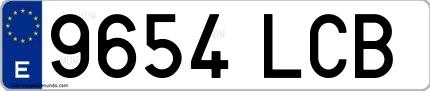Ejemplo de matrícula española 9654 LCB