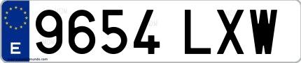 Ejemplo de matrícula española 9654 LXW