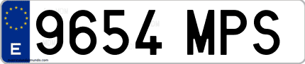 Ejemplo de matrícula de coche ordinaria 9654 MPS