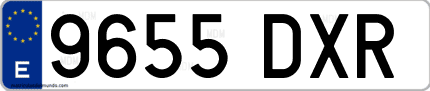Ejemplo de matrícula de coche ordinaria 9655 DXR