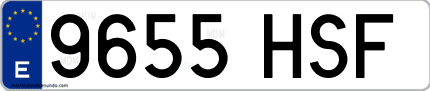 Ejemplo de matrícula de coche ordinaria 9655 HSF