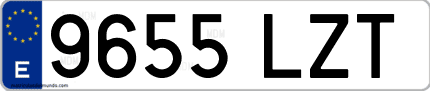 Ejemplo de matrícula de coche ordinaria 9655 LZT
