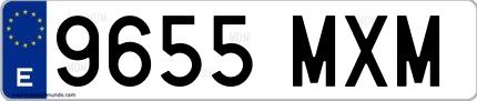 Ejemplo de matrícula española 9655 MXM