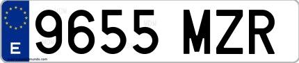 Ejemplo de matrícula española 9655 MZR
