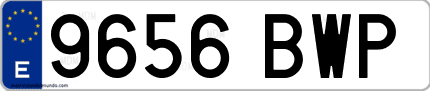 Ejemplo de matrícula de coche ordinaria 9656 BWP