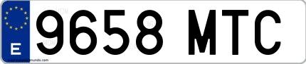 Ejemplo de matrícula española 9658 MTC
