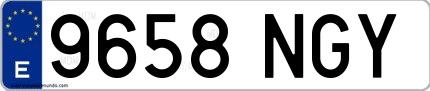 Ejemplo de matrícula española 9658 NGY