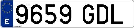 Ejemplo de matrícula española 9659 GDL