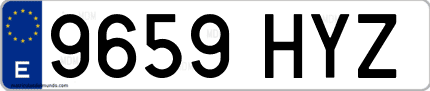 Ejemplo de matrícula de coche ordinaria 9659 HYZ