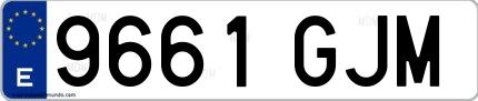 Ejemplo de matrícula española 9661 GJM