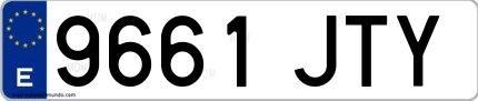 Ejemplo de matrícula española 9661 JTY