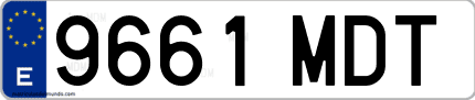 Ejemplo de matrícula de coche ordinaria 9661 MDT