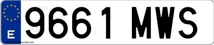 Ejemplo de matrícula española 9661 MWS