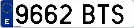 Ejemplo de matrícula española 9662 BTS