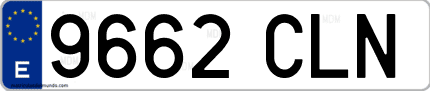 Ejemplo de matrícula de coche ordinaria 9662 CLN