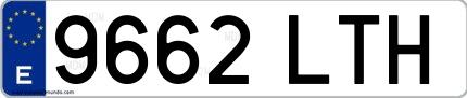 Ejemplo de matrícula española 9662 LTH