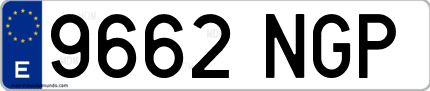 Ejemplo de matrícula de coche ordinaria 9662 NGP