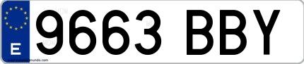 Ejemplo de matrícula española 9663 BBY