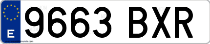 Ejemplo de matrícula de coche ordinaria 9663 BXR