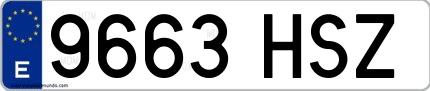 Ejemplo de matrícula española 9663 HSZ
