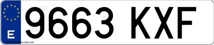 Ejemplo de matrícula española 9663 KXF