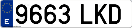 Ejemplo de matrícula de coche ordinaria 9663 LKD