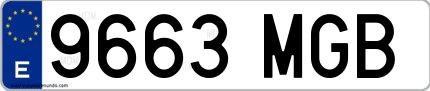 Ejemplo de matrícula española 9663 MGB