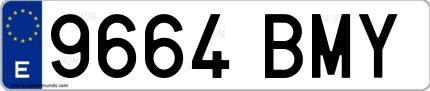 Ejemplo de matrícula española 9664 BMY