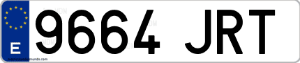 Ejemplo de matrícula de coche ordinaria 9664 JRT
