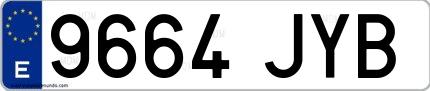 Ejemplo de matrícula española 9664 JYB