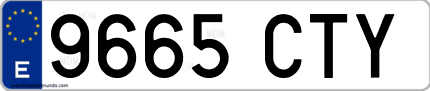Ejemplo de matrícula de coche ordinaria 9665 CTY
