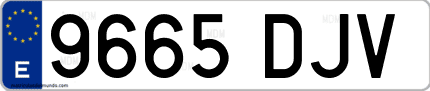 Ejemplo de matrícula de coche ordinaria 9665 DJV