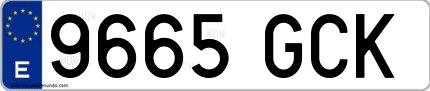 Ejemplo de matrícula española 9665 GCK