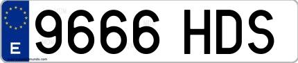 Ejemplo de matrícula española 9666 HDS